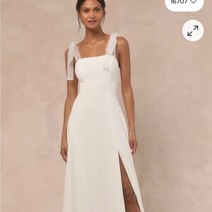 Lulu's Elegant White Maxi Dress with Slit